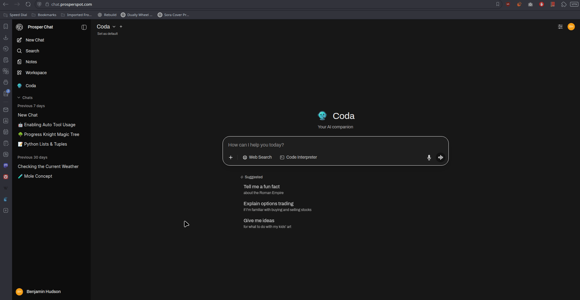 Prosper Spot AI platform demo for students, writers, and coding tasks